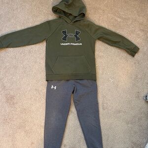 Under Armour Olive Hoodie and Charcoal Pants Set